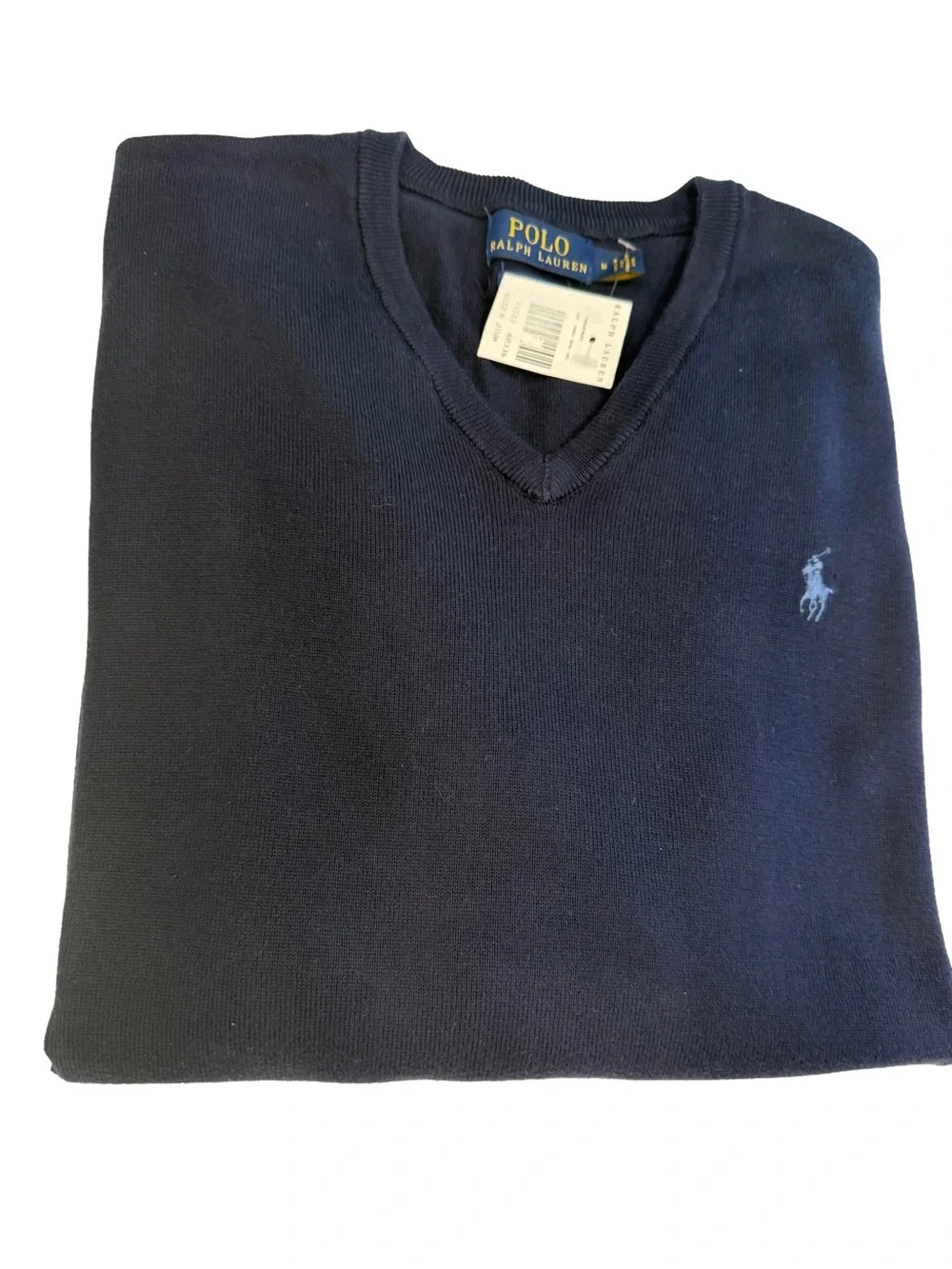 Polo Ralph Lauren Men’s Cotton V-Neck Sweater Navy Blue Sz M NWT